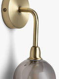 John Lewis Huxley wall light in antique brass with smoked glass shade, UK version