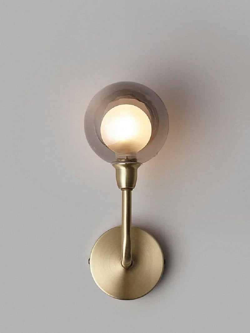 John Lewis Huxley wall light in antique brass with smoked glass shade, UK version
