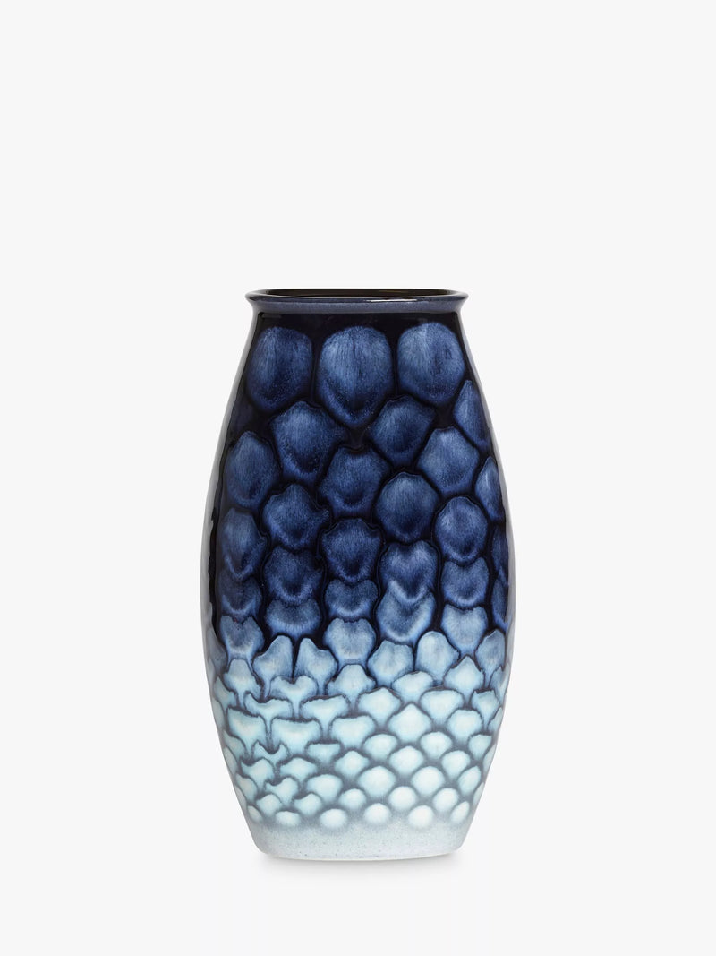 Poole Pottery Ocean Manhattan Blue Vase H26cm, imported from the UK