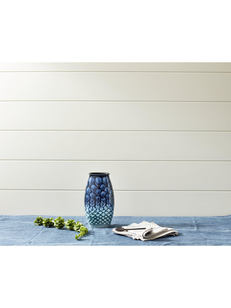 Poole Pottery Ocean Manhattan Blue Vase H26cm, imported from the UK