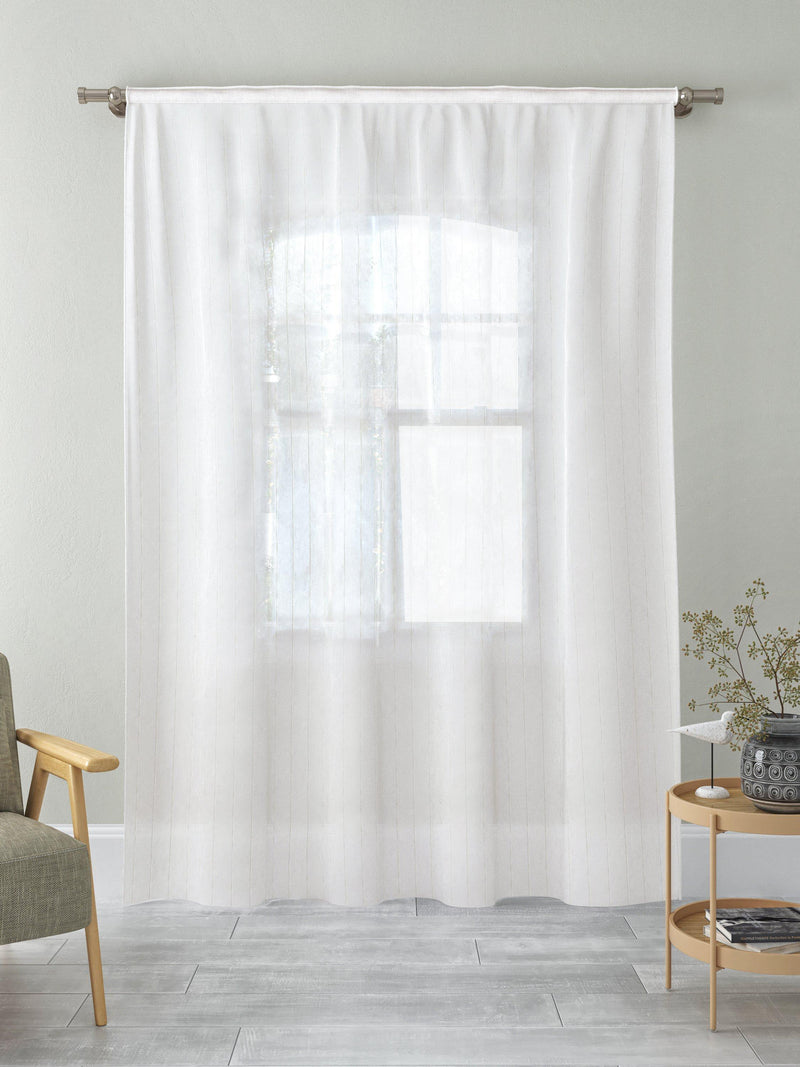 John Lewis white stitched stripe voile fabric, UK version