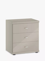 John Lewis John Lewis Elstra 3 Drawer Glass Front Bedside Table- Buy online at McGrocer