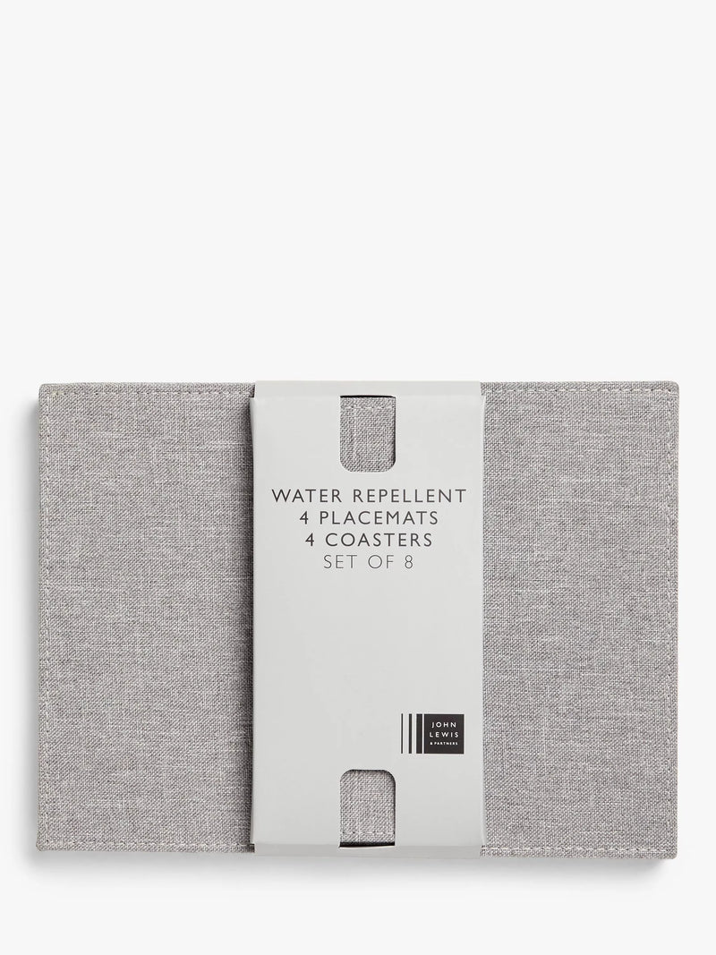 John Lewis placemat and coaster set grey 8 piece - British product