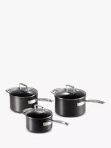 John Lewis Le Creuset Toughened Non-Stick Saucepan and Lid Set 3 Piece 16cm 18cm 20cm- Buy online at McGrocer