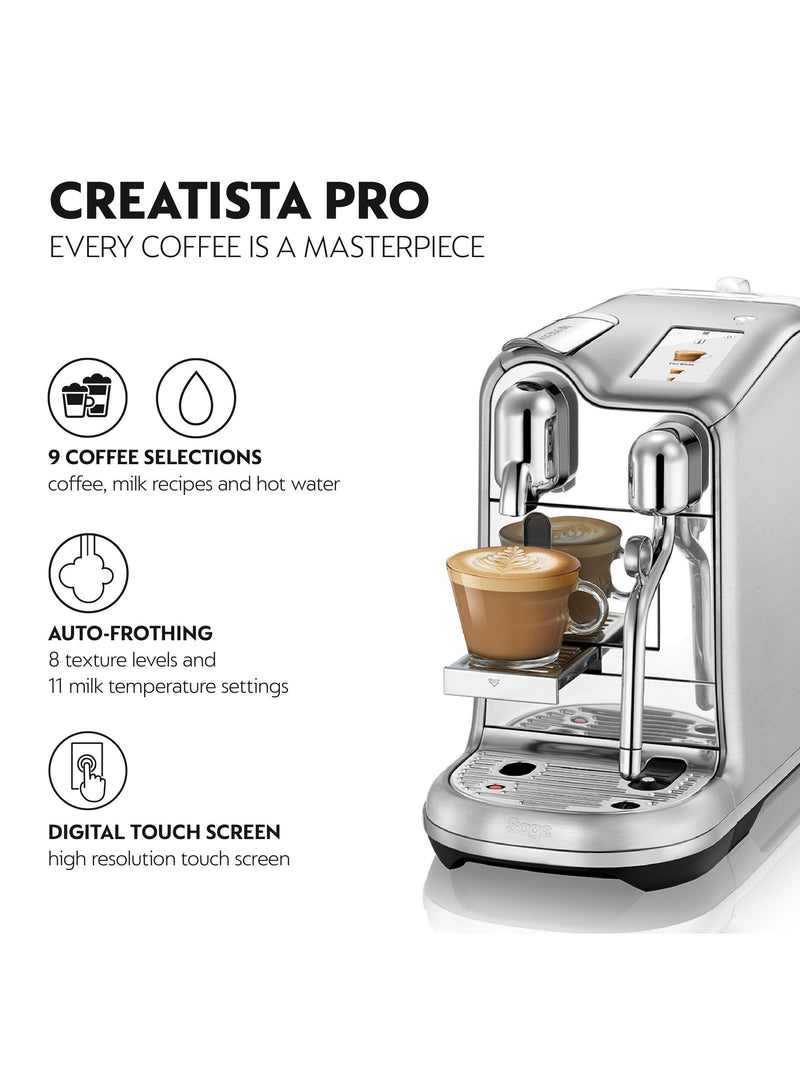 Nespresso Creatista Pro stainless steel coffee machine, UK version