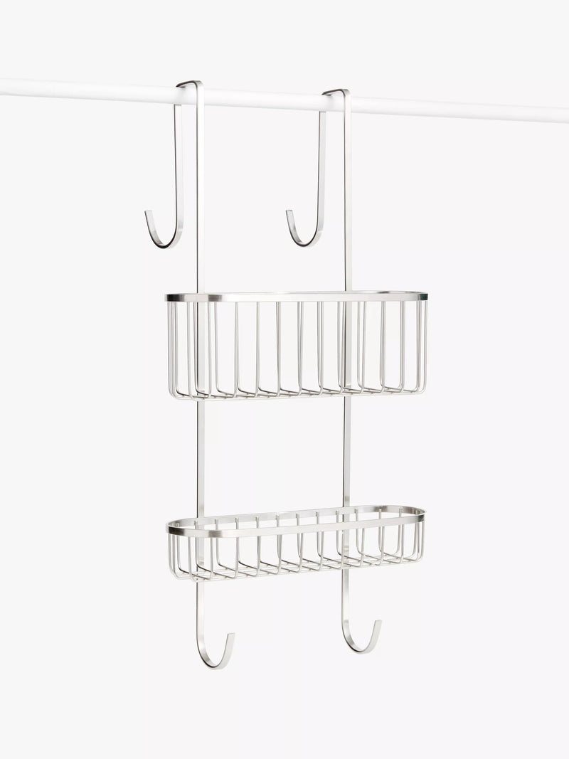 John Lewis two-tier hanging shower basket chrome finish, imported from the UK