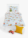 John Lewis reversible pure cotton duvet cover and pillowcase set, single, construction pattern, multi, UK version
