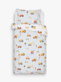 John Lewis reversible pure cotton duvet cover and pillowcase set, single, construction pattern, multi, UK version