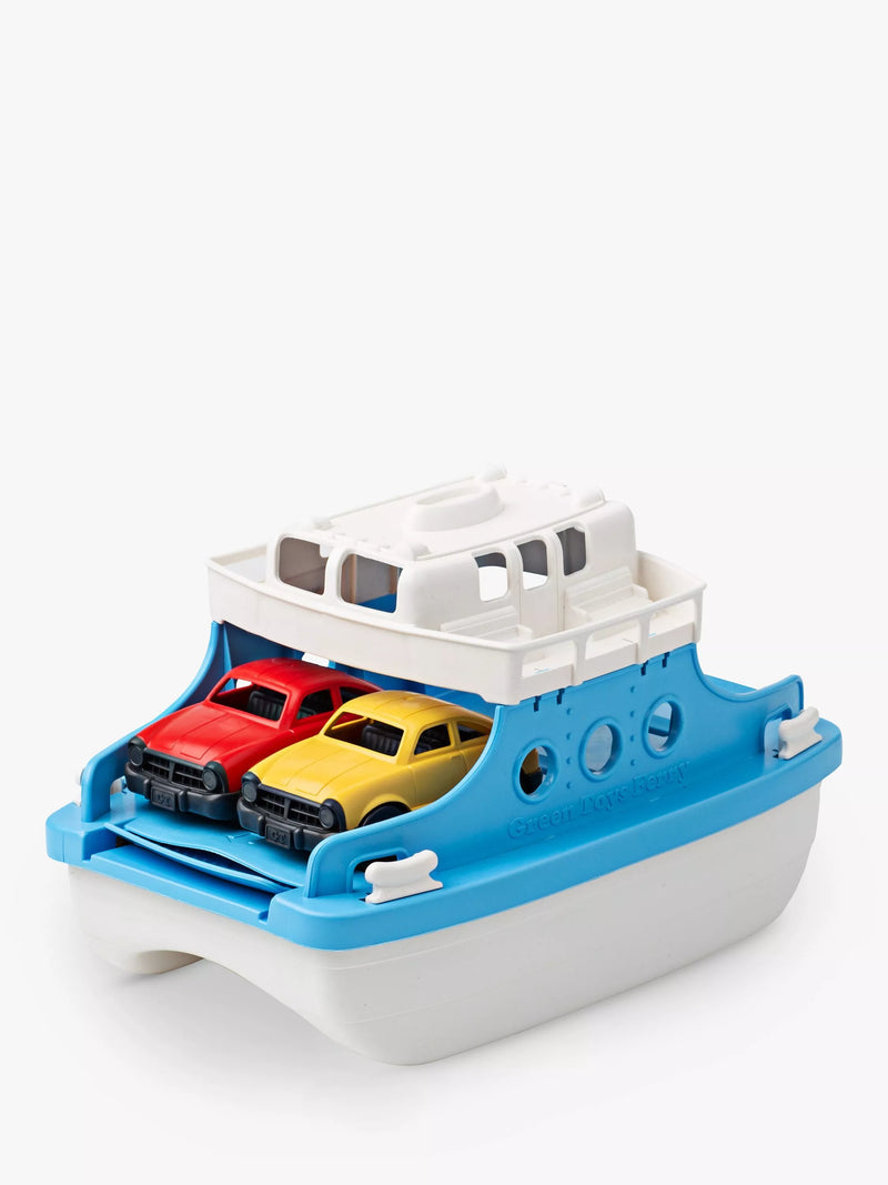 Green Toys bathtime ferry boat with two mini cars - British product