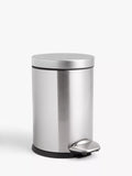 John Lewis Soft Close Bathroom Pedal Bin, 3L - Brushed Steel