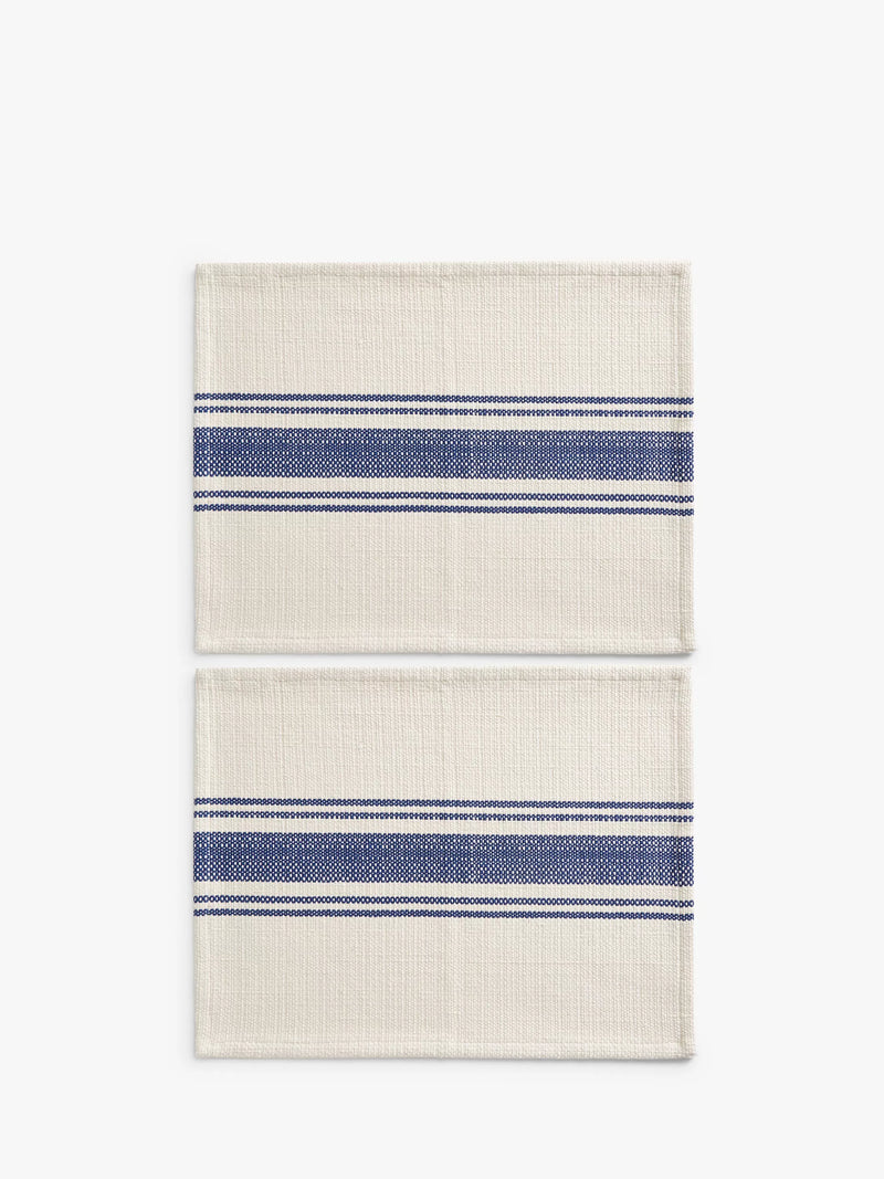 John Lewis navy natural striped cotton placemats, imported from UK