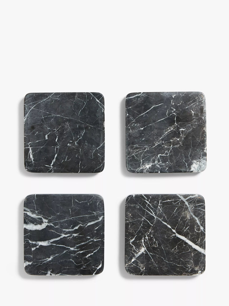 John Lewis black Marquina marble coasters set of 4 - British product