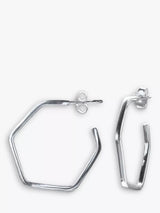John Lewis Nina B Hexagonal Hoop Earrings, Sterling Silver- Buy online at McGrocer
