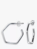 Nina B hexagonal silver hoop earrings, UK version