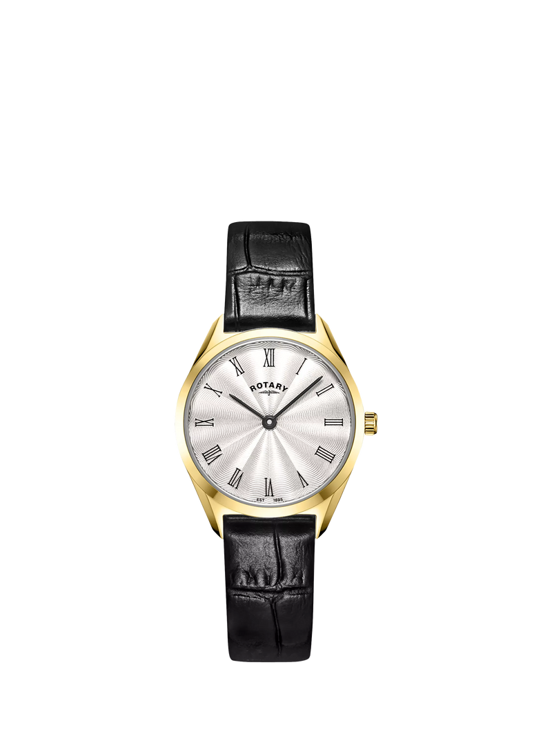 Rotary women's ultra slim leather strap watch 27mm, imported from the UK