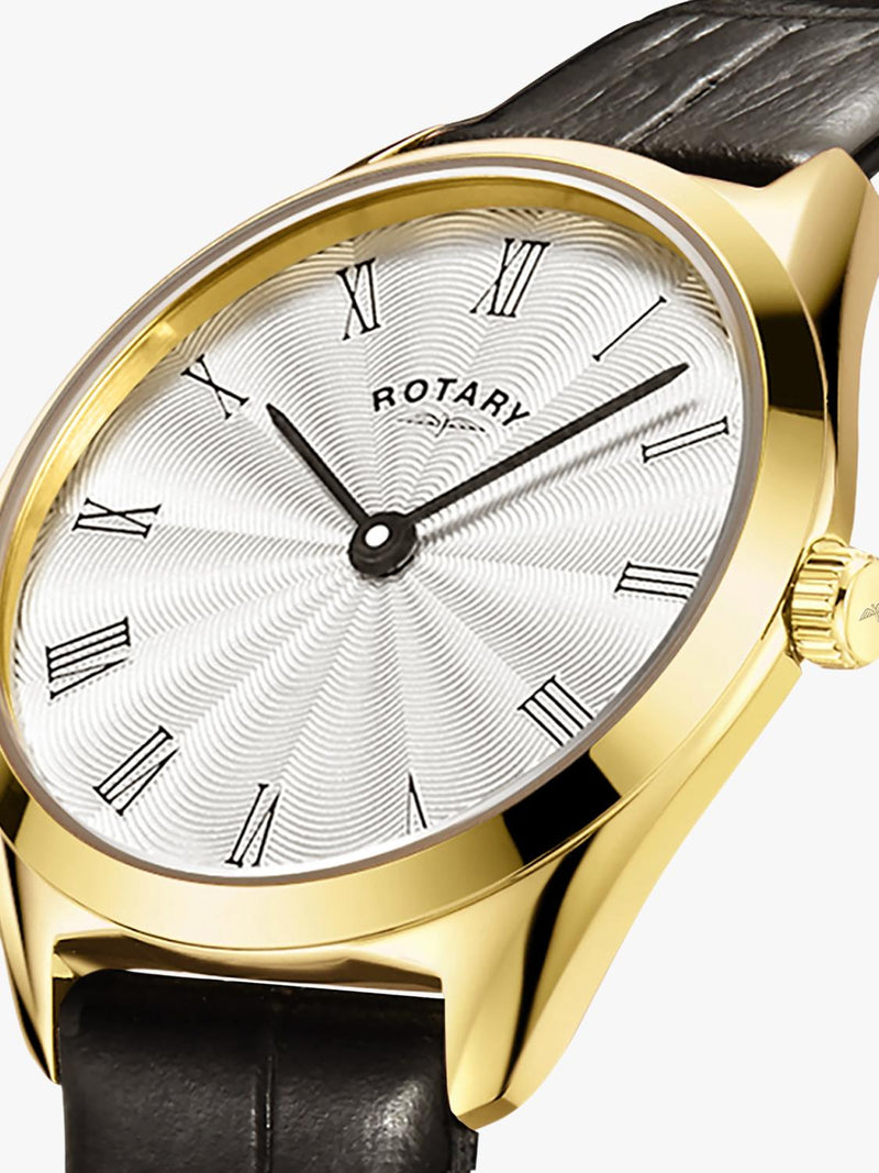 Rotary women's ultra slim leather strap watch 27mm, imported from the UK