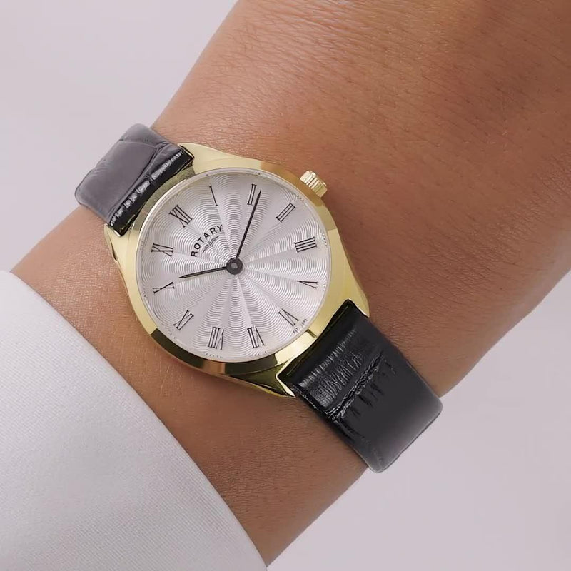 Rotary women's ultra slim leather strap watch 27mm, imported from the UK