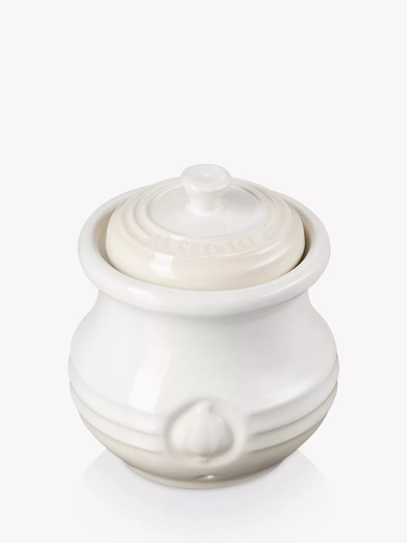 Le Creuset stoneware garlic pot Meringue, imported from the UK