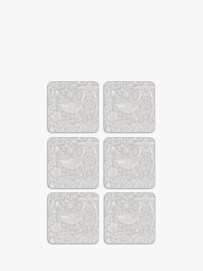 Morris & Co. Strawberry Thief Pure Morris Cork-Backed Coasters, Set of 6