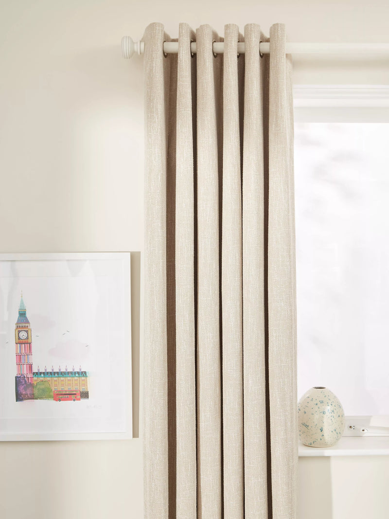 John Lewis Boucle Pair Blackout/Thermal Lined Eyelet Curtains, Natural White, W228 x Drop 182cm