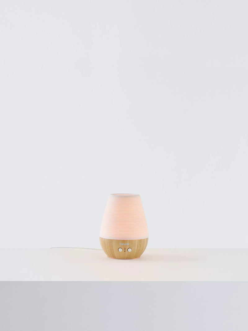 Beurer aroma electric diffuser LED table lamp in white and wood - British product