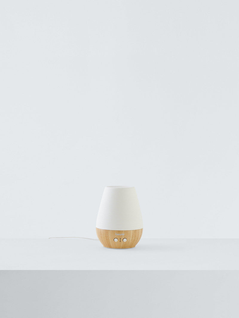 Beurer aroma electric diffuser LED table lamp in white and wood - British product