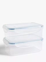 John Lewis John Lewis Rectangular Plastic Storage Containers, Set of 2, 1L, Clear- Buy online at McGrocer