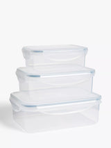 John Lewis John Lewis Nesting Rectangular Plastic Food Storage Containers, Set of 3, Clear- Buy online at McGrocer