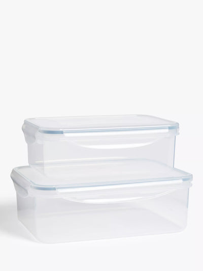 John Lewis John Lewis Nesting Rectangular Plastic Storage Containers, Set of 2, Clear, 1.5L & 2.5L- Buy online at McGrocer
