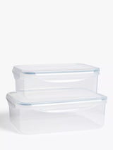 John Lewis John Lewis Nesting Rectangular Plastic Storage Containers, Set of 2, Clear, 1.5L & 2.5L- Buy online at McGrocer