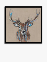 John Lewis John Lewis Louise Luton 'Hearty Stag' Framed Print, 74.5 x 74.5cm, Brown/Multi- Buy online at McGrocer
