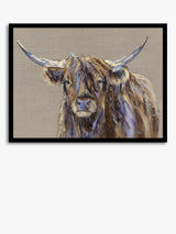 John Lewis John Lewis Louise Luton 'Archie' Highland Cow Framed Print Brown/Multi 78.5 x 104.5cm- Buy online at McGrocer