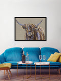 John Lewis Louise Luton Archie Highland cow framed print (British brand)