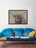 John Lewis Louise Luton Archie Highland cow framed print (British brand)