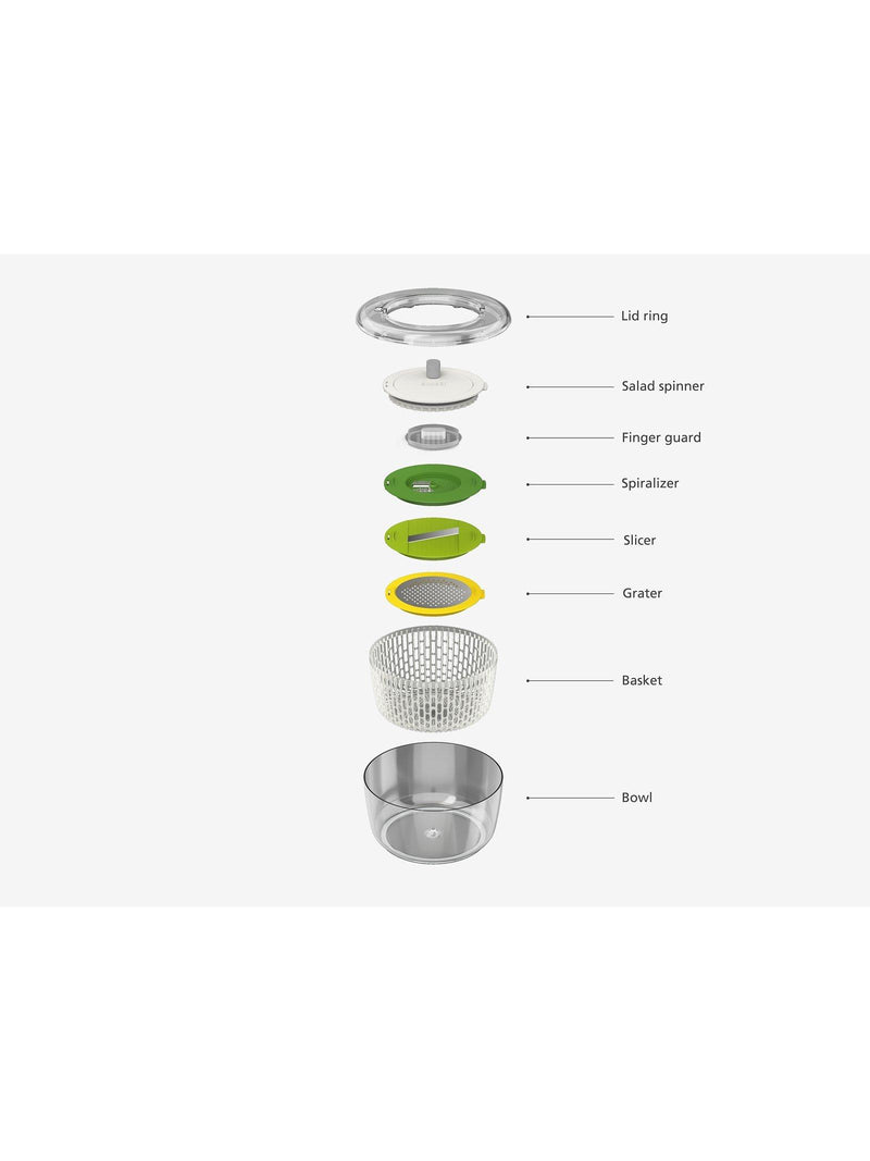 Joseph Joseph salad spinner and preparation set Clear/Green 4 Piece, UK version