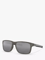 John Lewis Oakley Holbrook Prizm Rectangular Sunglasses, Woodgrain/Grey- Buy online at McGrocer