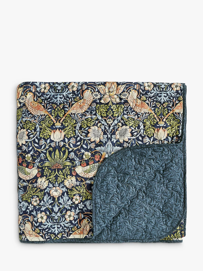 Morris & Co. Strawberry Thief Bedspread, Indigo