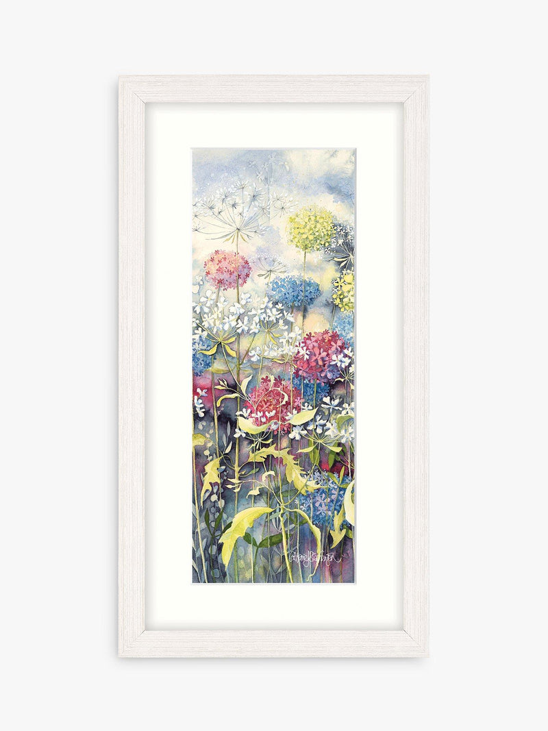 John Lewis Floral 1 framed print Blue/Multi 43.5 x 23.5cm, UK version