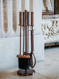 Ivyline round antique copper fireplace tools set, UK version