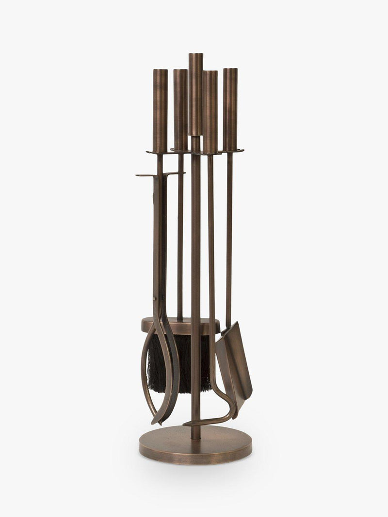 Ivyline round antique copper fireplace tools set, UK version