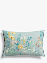 John Lewis John Lewis Meadow Border Cushion Duck Egg Embroidered Cushion- Buy online at McGrocer