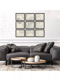 John Lewis vintage map of Europe framed print set 9 piece, imported from the UK