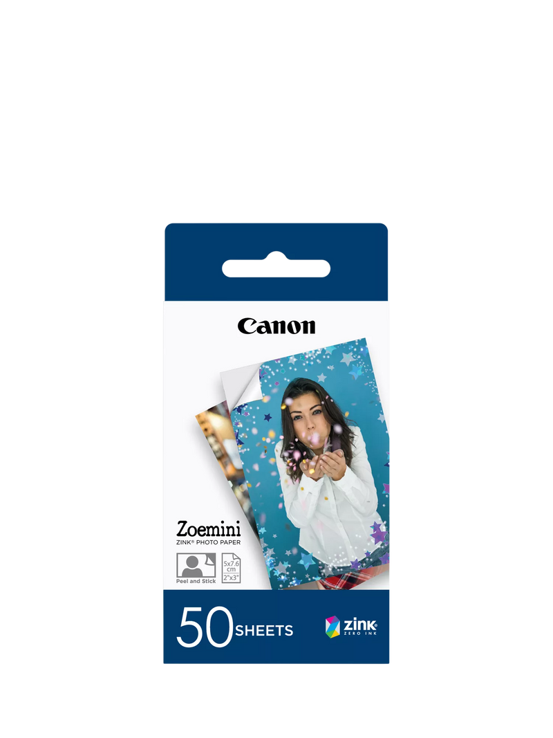 Canon Zink sticky-backed photo paper, 50 sheets, 2 x 3 inches - British product