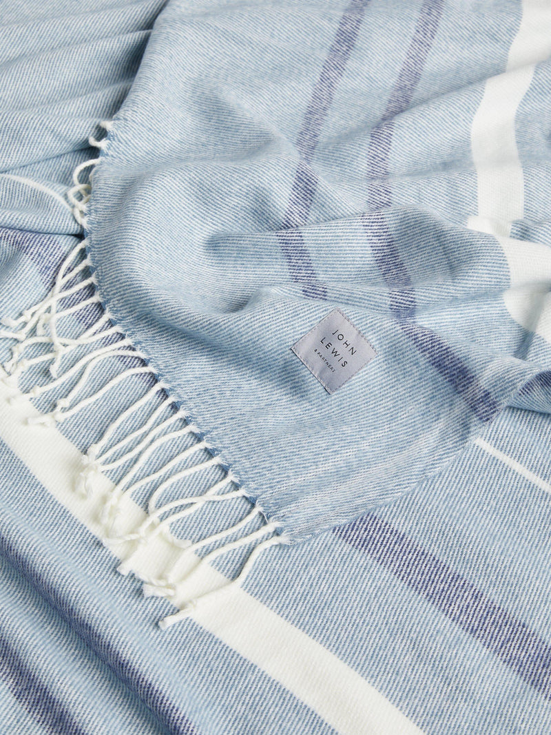 John Lewis striped coastal throw blue, 200x150cm, imported from the UK