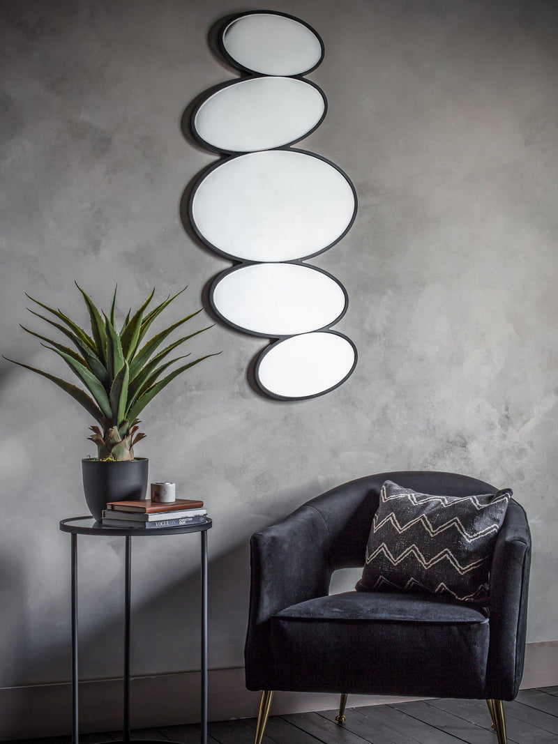 Gallery Direct Pebble Stack abstract wall mirror 118x54cm black (British brand)