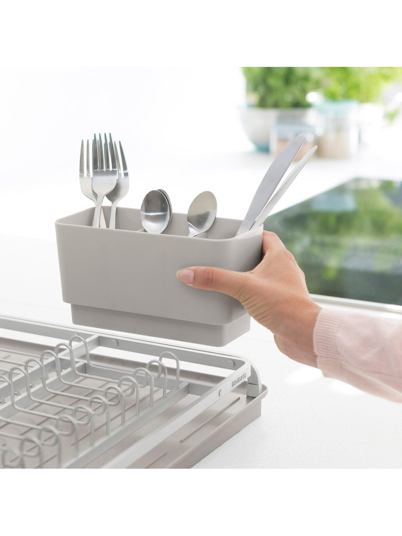 Brabantia dish rack with removable cutlery holder and drip tray - British product