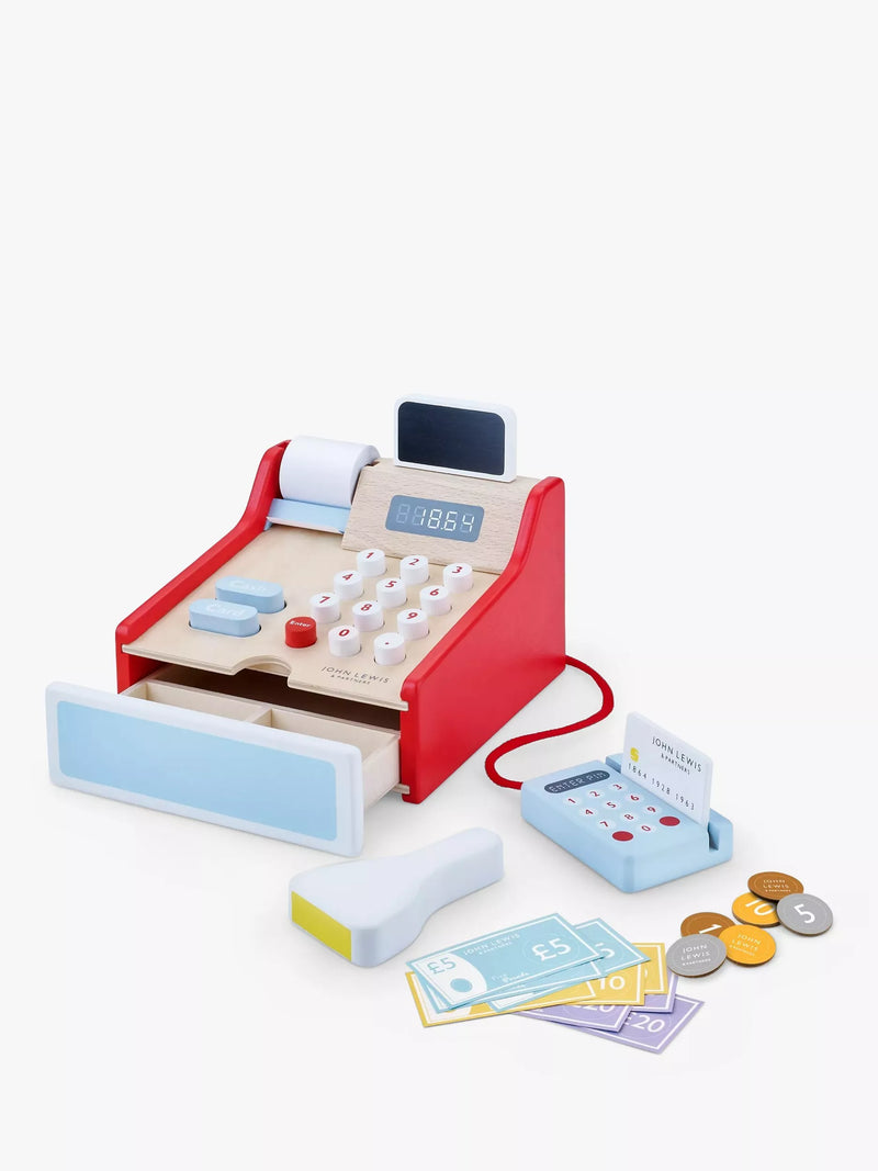 John Lewis wooden toy cash register (British brand)