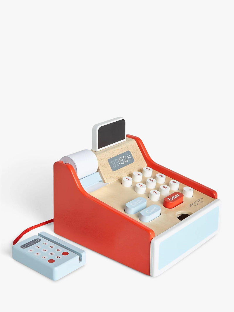 John Lewis wooden toy cash register (British brand)