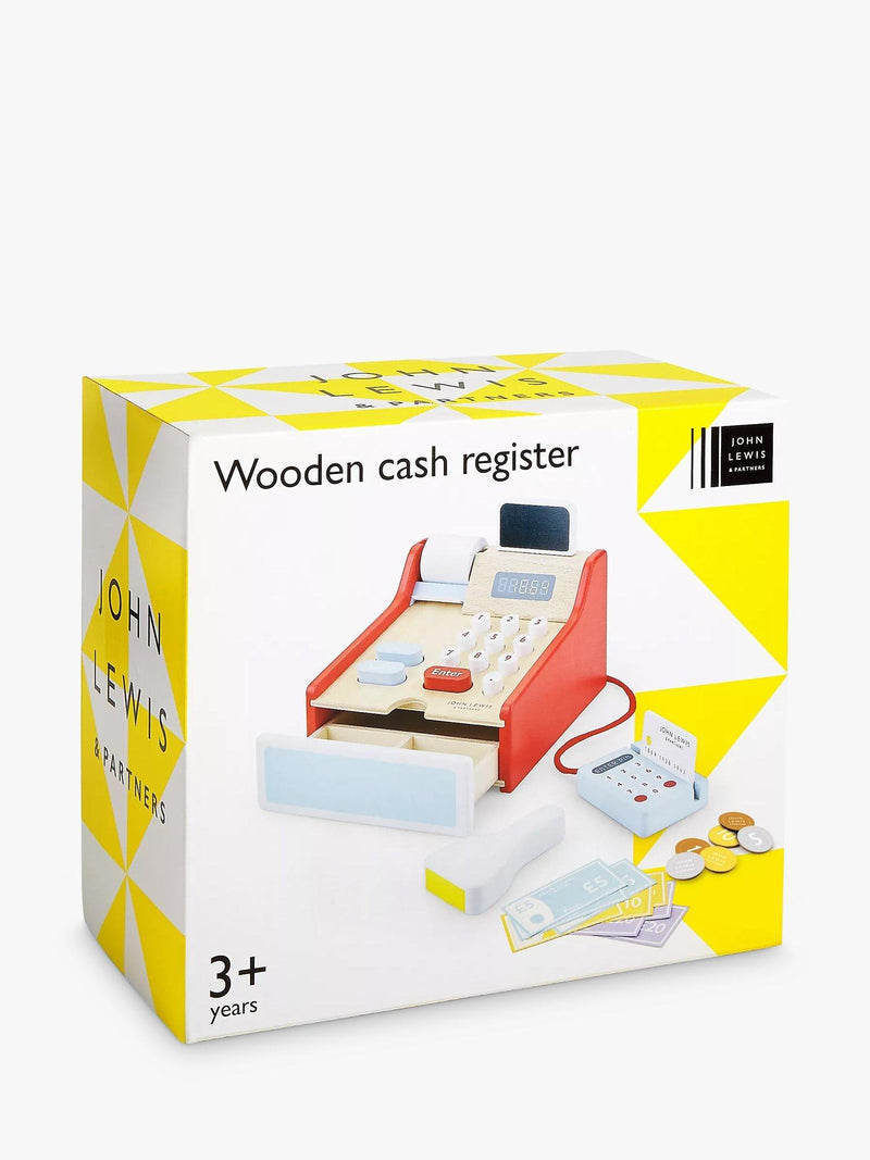 John Lewis wooden toy cash register (British brand)