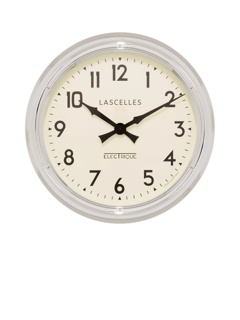 Lascelles Arabic numeral wall clock 60cm chrome (British brand)